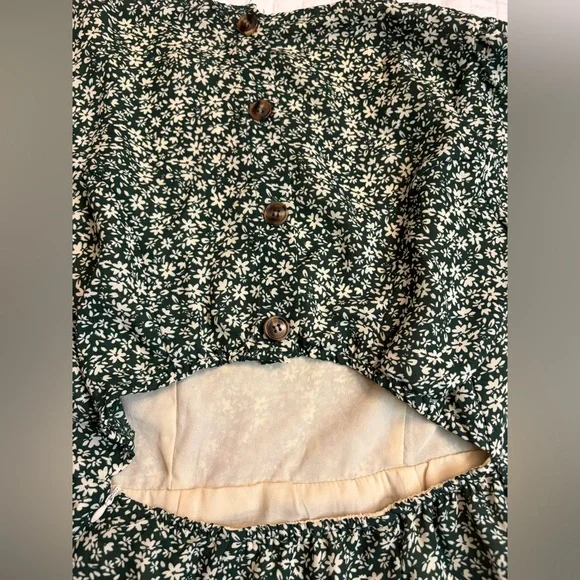 Lulus Blooming Darlin' Green Floral Print Ruffled Mini Dress NWOT - Picture 9 of 9